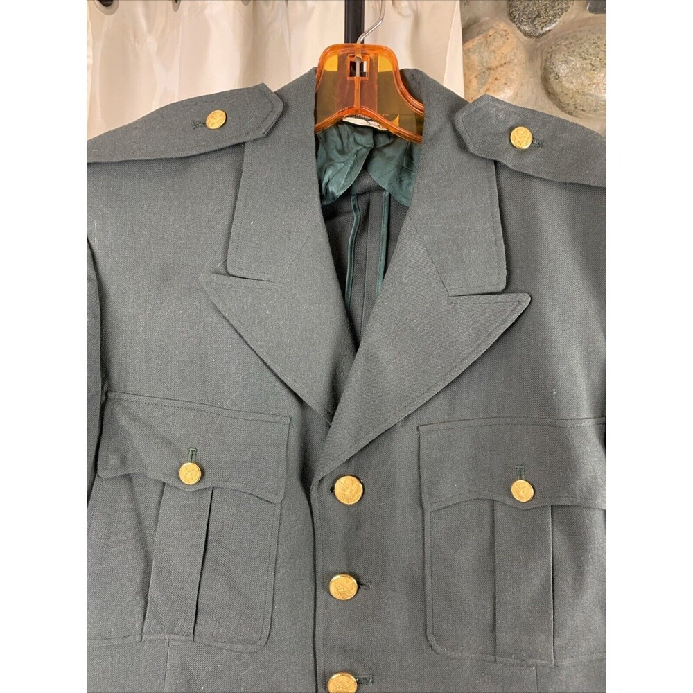 US Army Coat Men Regular-44 Green Military Uniform Jacket Patch Vietnam Era 38th - Picture 2 of 10